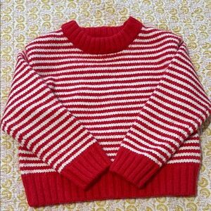 Zara Red and White Striped Kids Sweater
